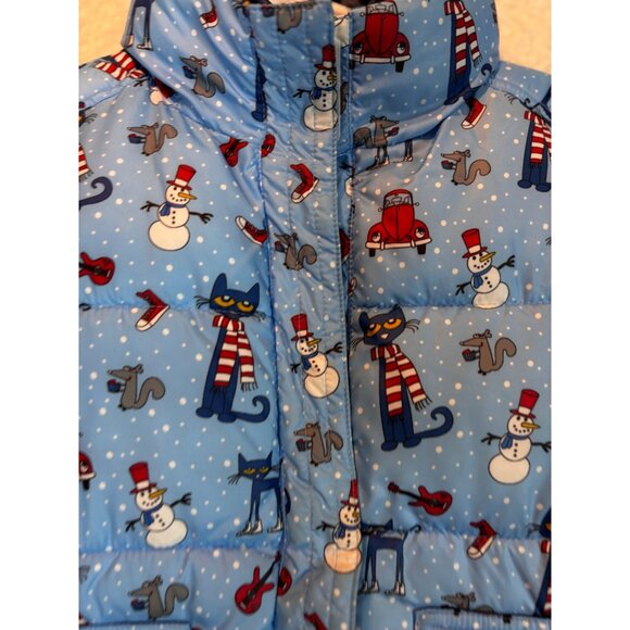 One Kid Hooded Pete the Cat Snowman Puffer Blue Coat Jacket Size 5 Onekid - Picture 6 of 15